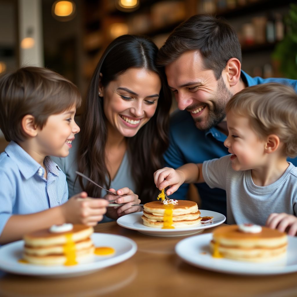 The Johnson family enjoying breakfast at a Sydney cafe
